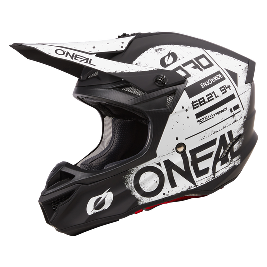 O'Neal 5 SRS Scarz V.4 Helmet B/W – Lightweight DOT Certified Dirt Bike Helmet