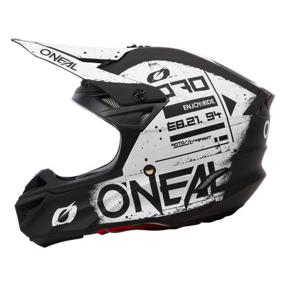 O'Neal 5 SRS Scarz V.4 Helmet B/W – Lightweight DOT Certified Dirt Bike Helmet