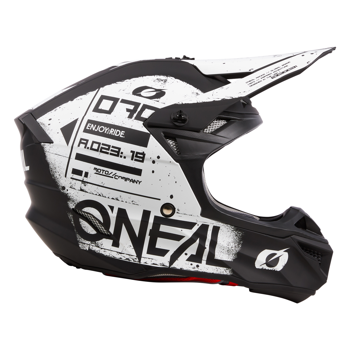 O'Neal 5 SRS Scarz V.4 Helmet B/W – Lightweight DOT Certified Dirt Bike Helmet